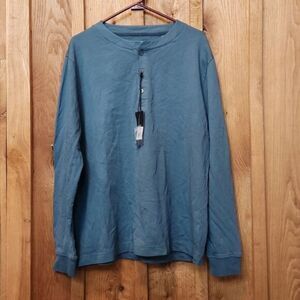 California Shirt Co Stitch Fix Long Sleeve Midweight Henley Shirt, Large, Green